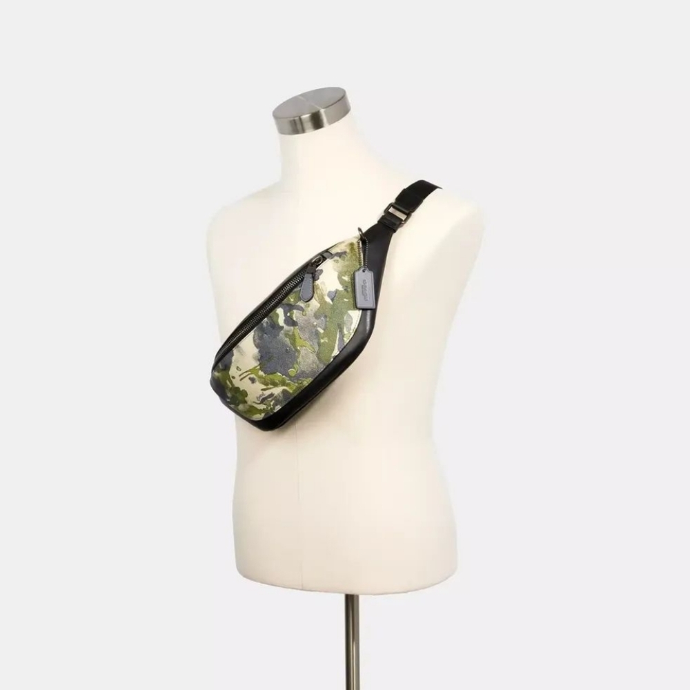 Coach Warren Belt Bag With Watercolor Script Print - Picture 7 of 16